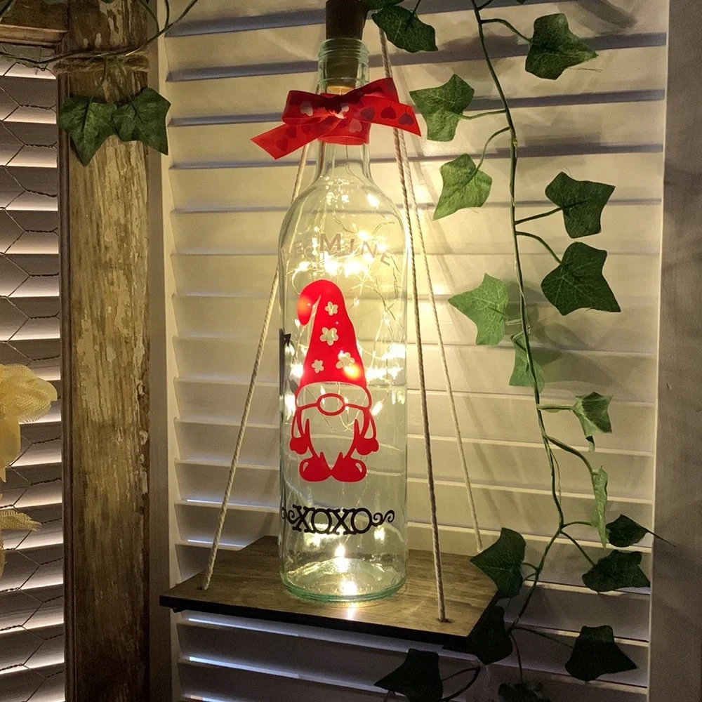 Red Valentine Gnome with black XOXO logo and heart